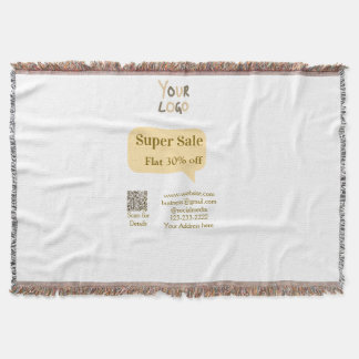 super sale business discount scan QR code details  Throw Blanket