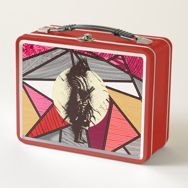 Super Samurai Warrior Silhouette Design Metal Lunch Box (Front)