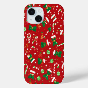 Super Santa Candy Cane Christmas Pattern iPhone 15 Case