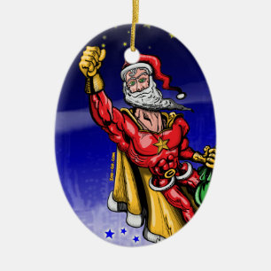 Super Santa Claus Ceramic Ornament