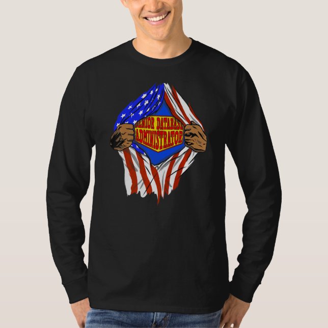 Super Senior Database Administrator Hero Job T-Shirt (Front)