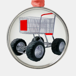 Super shopping cart metal ornament