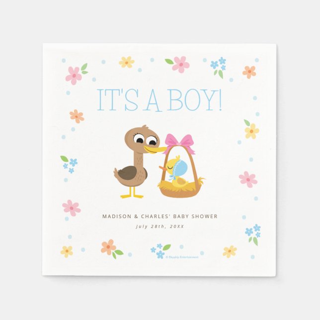 Super Simple | 5 Little Ducks Boy Baby Shower Napkin (Front)