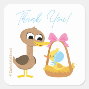 Super Simple   5 Little Ducks Boy Baby Shower  Square Sticker