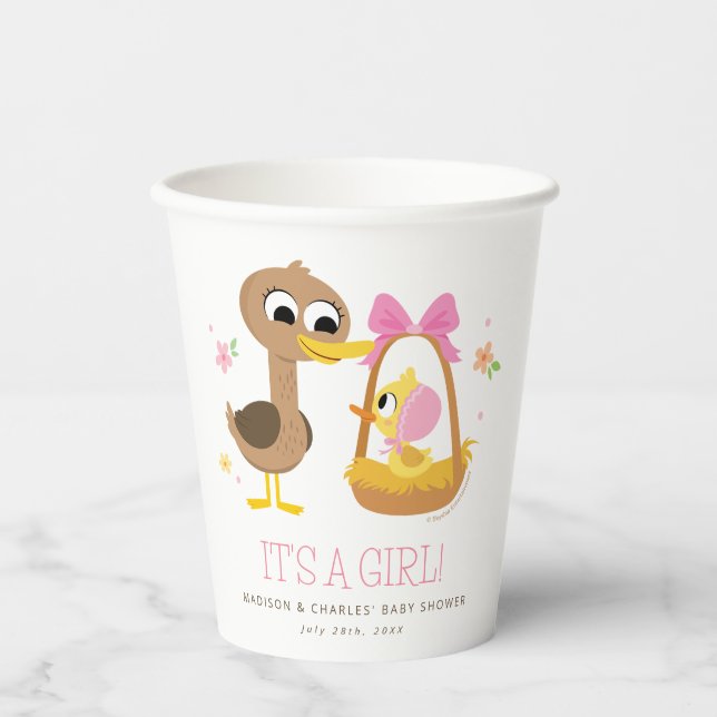 Super Simple | 5 Little Ducks Girl Baby Shower Paper Cups (Front)