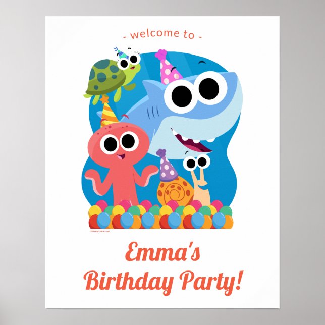 Super Simple | Finny the Shark Confetti Birthday Poster (Front)
