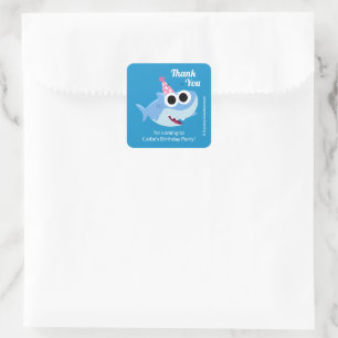 Super Simple   Finny the Shark Confetti Birthday Square Sticker