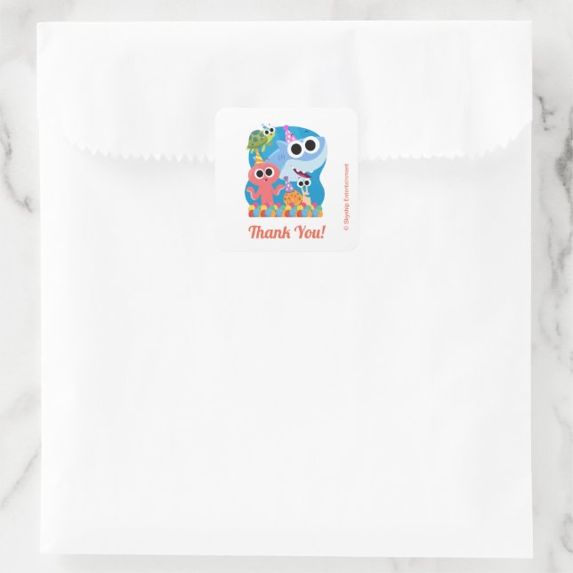 Super Simple | Finny the Shark Confetti Birthday Square Sticker (Bag)