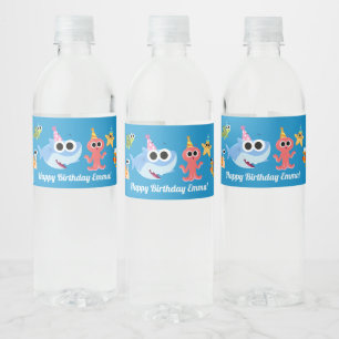 Super Simple   Finny the Shark Confetti Birthday Water Bottle Label