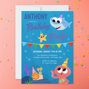 Super Simple   Finny the Shark Ocean Birthday Invitation