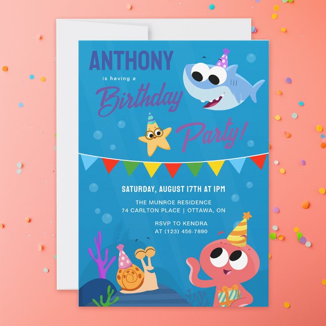 Super Simple | Finny the Shark Ocean Birthday Invitation (Creator Uploaded)