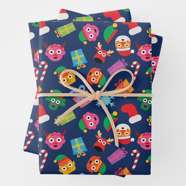 Super Simple Noodle and Pals Holiday Wrapping Paper Sheet (In situ)