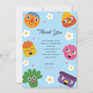 Super Simple Noodle & Pals Blue Floral Birthday Thank You Card