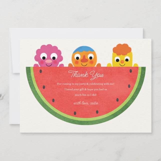 Super Simple | Noodle & Pals Watermelon Party Thank You Card (Front)