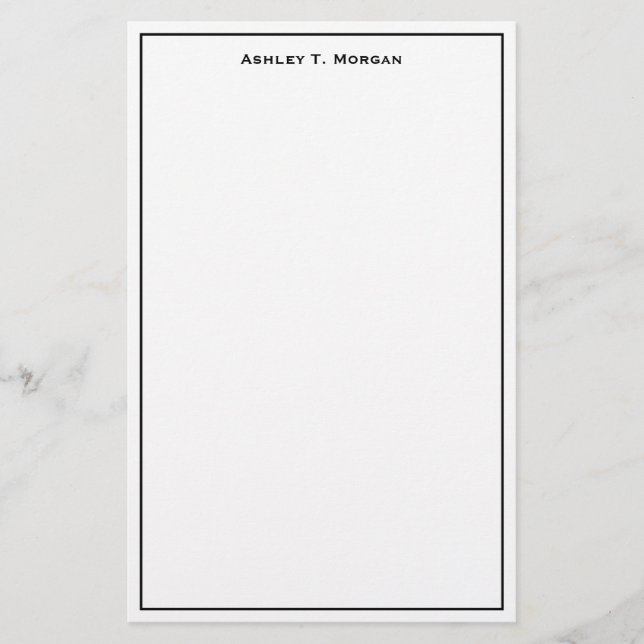 Super Simplicity Black White Personalised Stationery (Front)