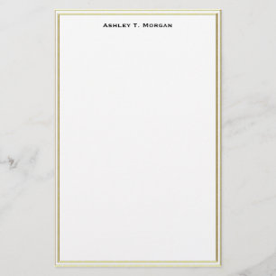 Super Simplicity Double Gold Frame Wt Personalised Stationery