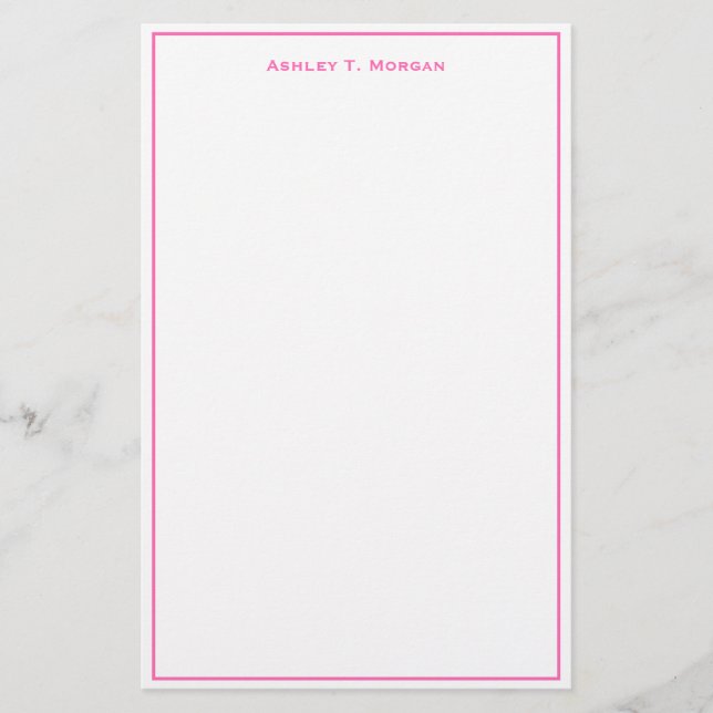 Super Simplicity Hot Pink White DIY Frame Stationery (Front)