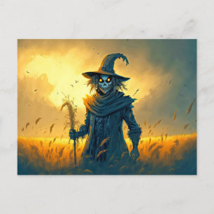 Super Sinister Scarecrow   Happy Halloween Postcard