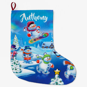 Super Snowman party custom Christmas stocking