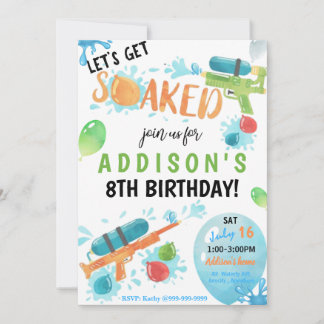 Super Soaker Birthday Invitation Card