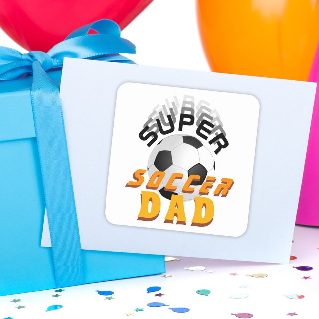 Super Soccer Dad Football Ball Sports Father  Square Sticker (Creator Uploaded)
