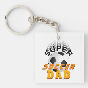 Super Soccer Dad Football Ball Sports Photo Key Ring