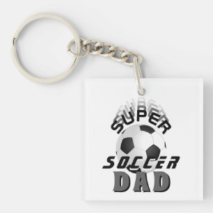 Super Soccer Dad Football Ball Sports Photo  Key Ring