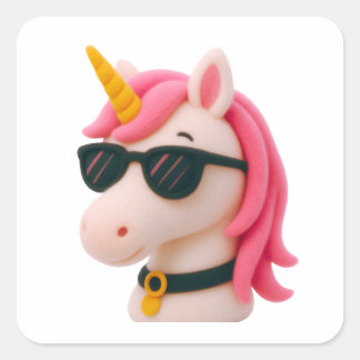 super soft unicorn-style plush style square sticker