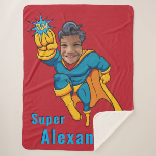Super Special Kid's Greatest Superhero Photo Sherpa Blanket