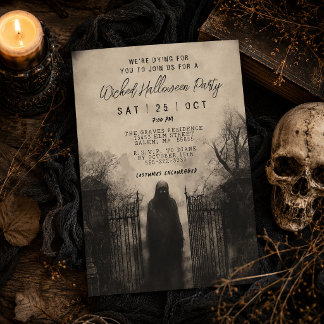 Super Spooky Grim Reaper Wicked Halloween Party  Invitation