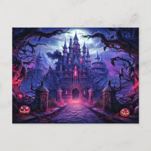 Super Spooky Haunted Manor   Happy Halloween Postcard