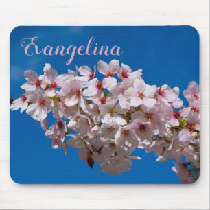Super Spring Cherry Blossoms Sakura Custom Name Mouse Pad