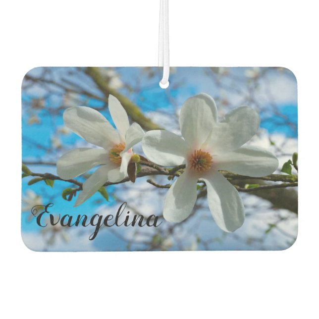 Super Spring Magnolia Blossom Custom Name Car Air Freshener (Front)
