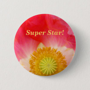 Super Star! buttons promotional Red Poppy Flower