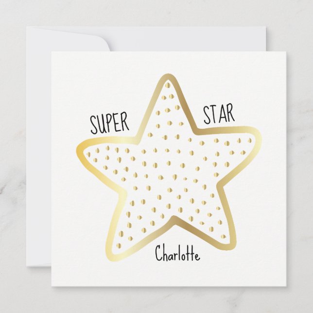 Super Star Congratulations Gold Star Flat Card (Front)