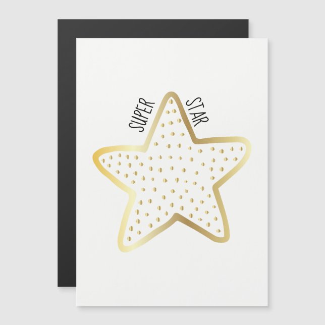 Super Star Congratulations Gold Star Magnetic Card (Front/Back)