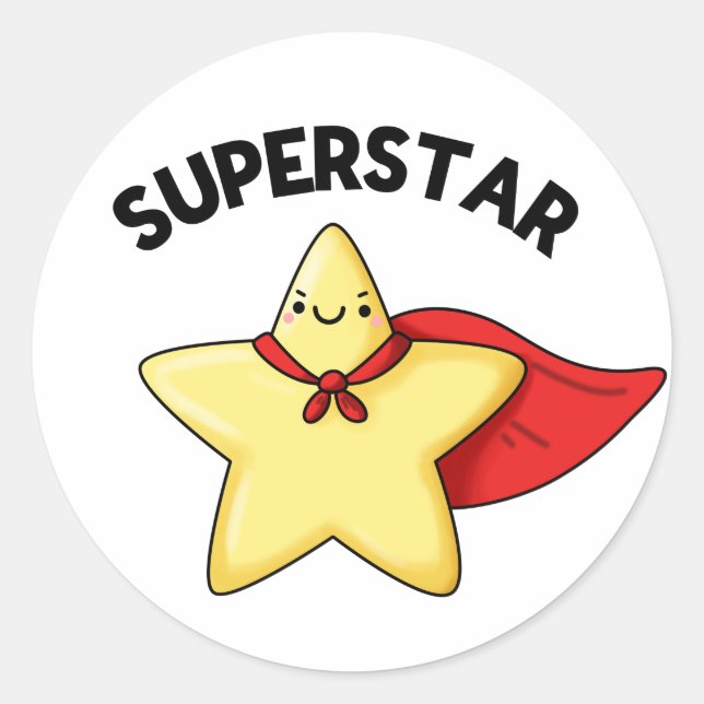 Super Star Funny Astronomy Pun  Classic Round Sticker (Front)