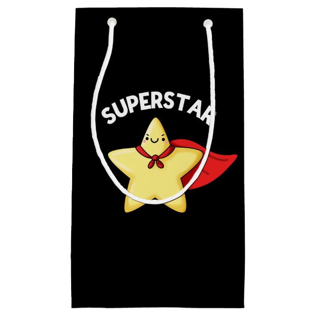 Super Star Funny Astronomy Pun Dark BG Small Gift Bag (Front)