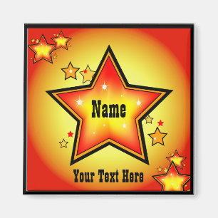 Super Star Gold Orange Superstar Custom Square Magnet