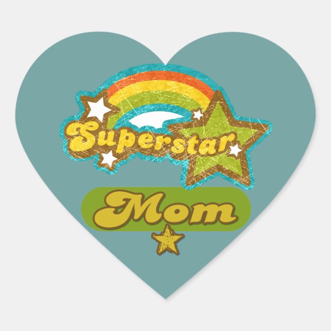 Super Star Mum Heart Sticker (Front)
