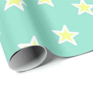 Super Star Sea Foam Green Wrapping Paper