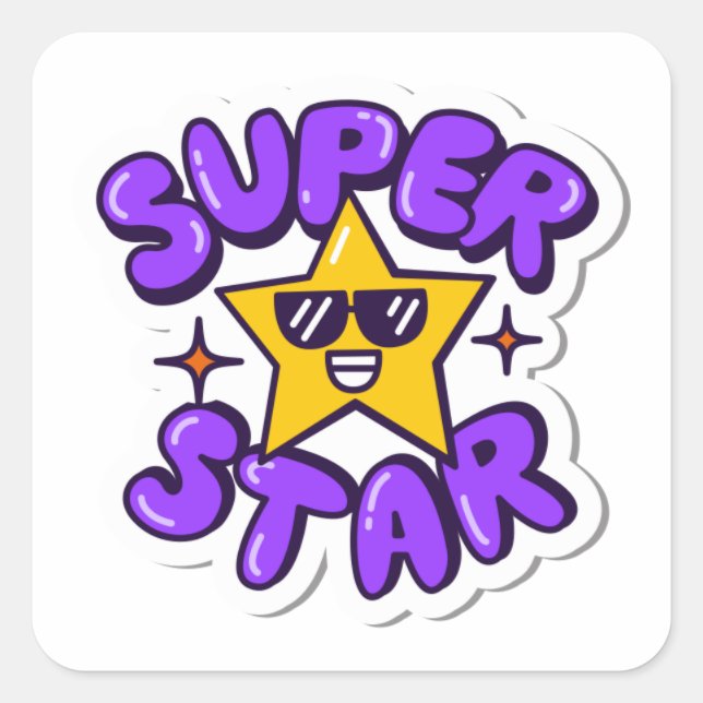 super star square sticker (Front)