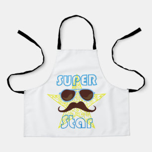 Super Star with sunglasses and mustache Apron