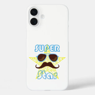 Super Star with sunglasses and mustache iPhone 16 Plus Case
