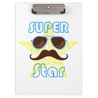 Super Star with sunglasses and mustache Clipboard