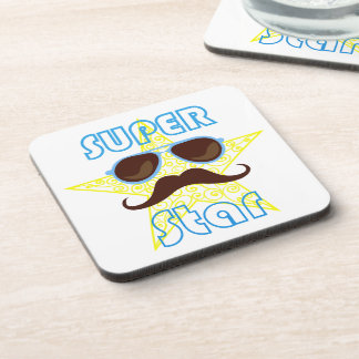 Super Star with sunglasses and mustache Coaster
