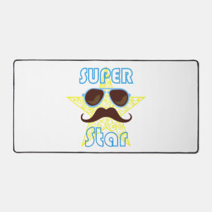 Super Star with sunglasses and mustache Desk Mat