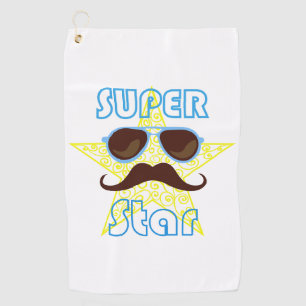 Super Star with sunglasses and mustache Golf Towel