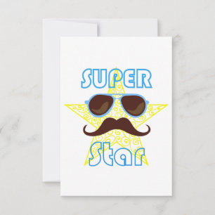 Super Star with sunglasses and mustache Invitation