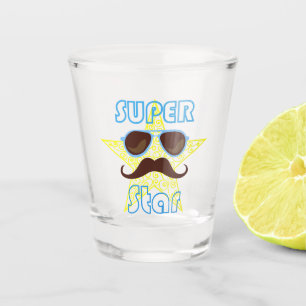 Super Star with sunglasses and mustache Shot Glass